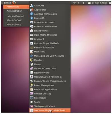 Control Panel Java Ubuntu